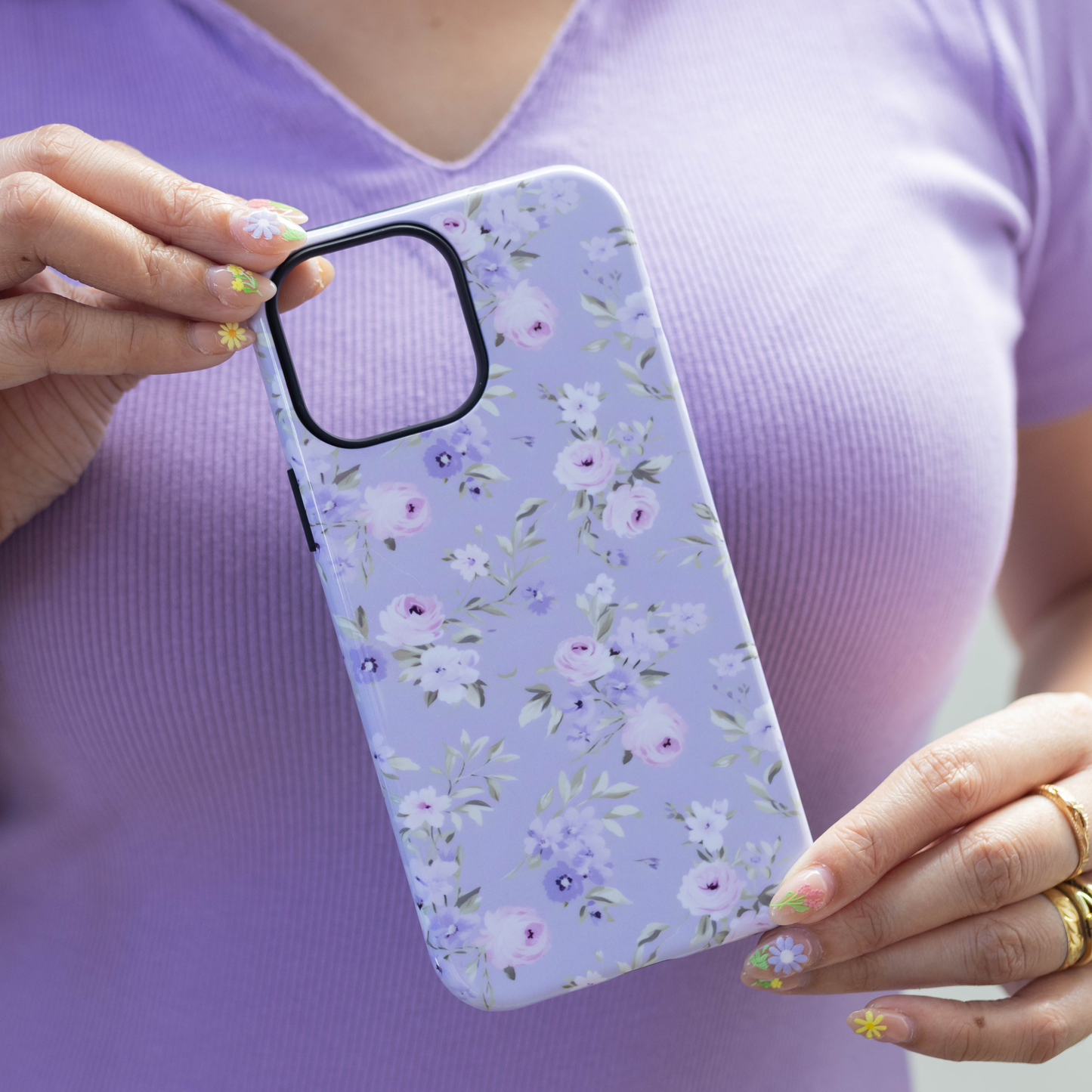 Purple Floral Tough Phone Case