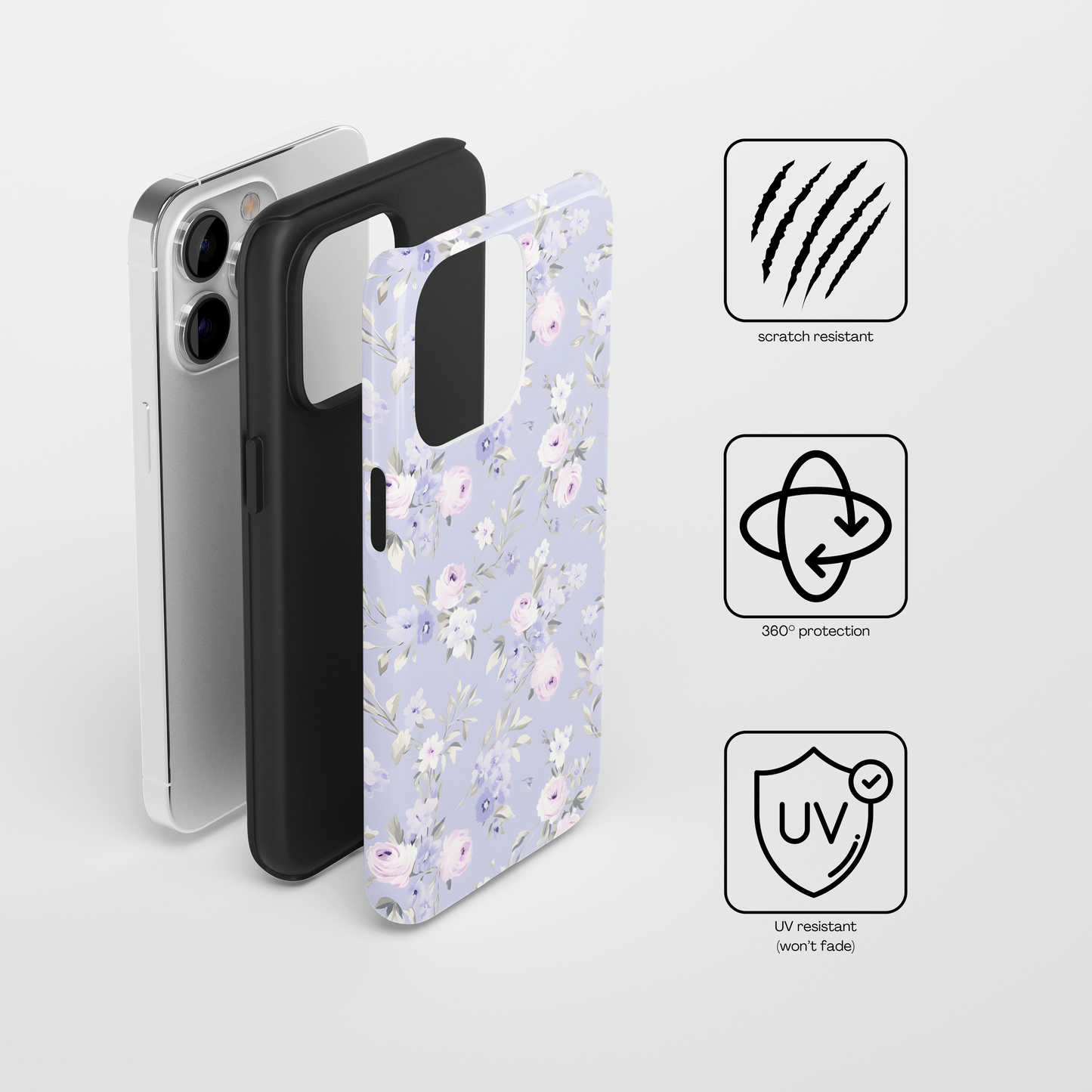 Purple Floral Tough Phone Case